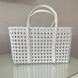 Elegant White Woven Tote Bag